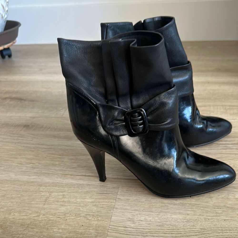 See By Chloe Black Heeled Boots with Polished Leather